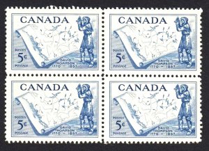 HISTORY = DAVID THOMPSON = EXPLORER, MAP = Canada 1957 #370 MNH Block of 4