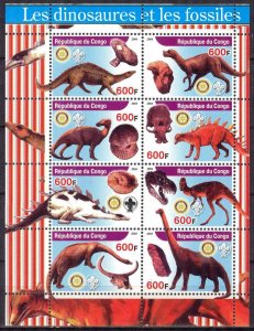 Congo 2004 Dinosaurs Fossils (I) Rotary Club Scouting Scouts Sheet MNH