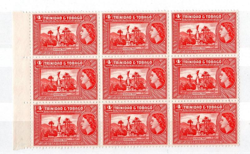 Trinidad & Tobago QEII 1953/60 4c SG237 Block of 9 Mint MNH X3707