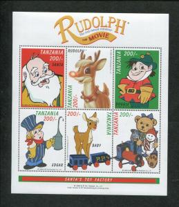 Tanzania Commemorative Souvenir Stamp Sheet - Rudolph The Movie Santa's Toy Shop