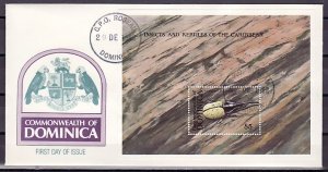 Dominica, Scott cat. 1150. Beetle, Insect s/sheet. First Day Cover. ^