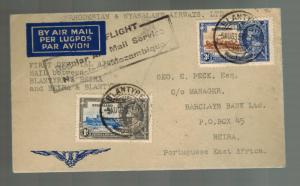 1935 Blantyre Nyasaland Airways to Beira Mozambique RANA First Flight Cover FFC