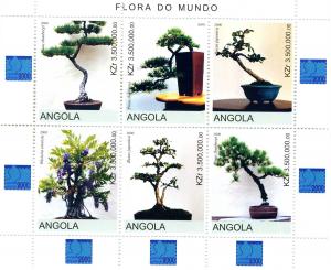 Angola 2000 Bonzai Trees Sheet (6) Perforated mnh.vf