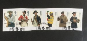 GB 2009.  Navy Uniforms. Set of 6 used stamps. Ex FDC on paper