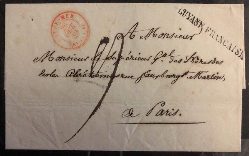 1839 French Guiana Paquebot Letter Sheet Cover To Paris France