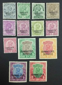 MOMEN: INDIA CHAMBA SG #O48-O60 1927-39 MINT OG H £225 LOT #63742