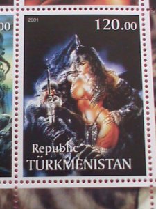 TURKMENISTAN STAMP-2001-ART OF LUIS ROYO-MNH STAMP SHEET -RARE