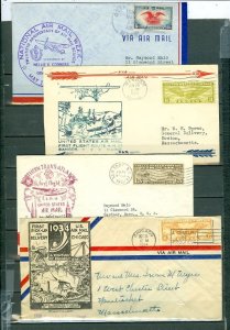 US 1934/38/39 LOT of (4) HISTORIC AIRMAIL COVERS incl. (3) FIRST FLIGHTS