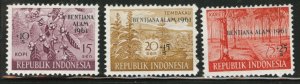 Indonesia Scott B132-B134 MH* 1961 Bentjana Alam set