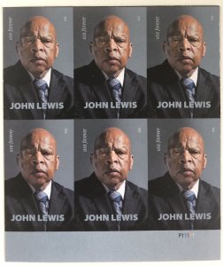 U.S. John Lewis Imperf. Block of 6 Scott # 5801