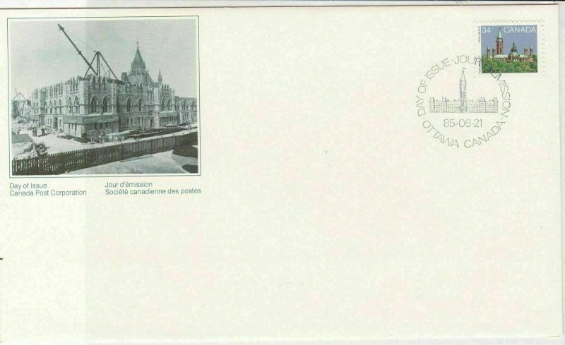 Canada 1985 Parliament Buildings Centre Block rebuild FDC Stamps Cover ref 22022