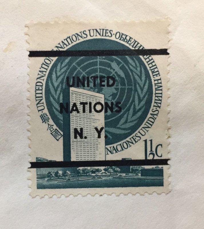 United Nations Type A2 1.5c On Cover / Pre-Cancelled ???