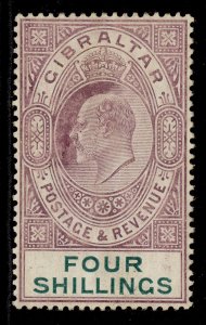 GIBRALTAR EDVII SG63, 4s deep purple & green, M MINT. Cat £350. WMK MULT