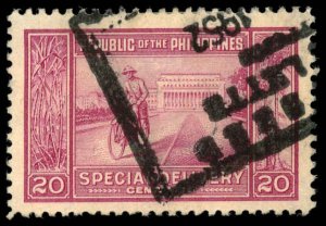 PHILIPPINES Sc E11 USED - 1947 20c - Manila Post Office & Messenger