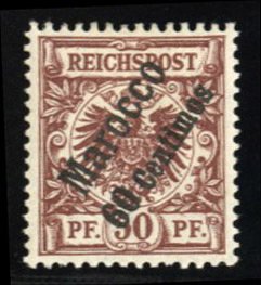 German Colonies, German Offices in Morocco #5 Cat$22.50, 1899 60c on 50pf red...