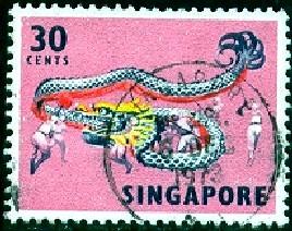 Dragon Dance, Singapore stamp SC#92 used