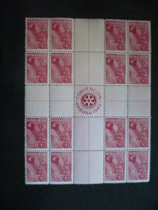 Stamps - Cuba - Scott# 362 - Mint Never Hinged Gutter Block of 16 Stamps & Label