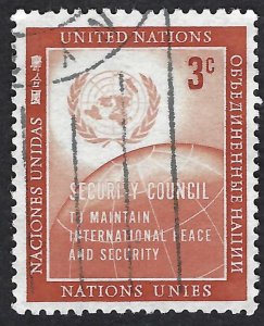 United Nations #55 3¢ United Nations Emblem and Globe (1957). Used.