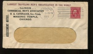 384 Schermack Used on Mens ASSN Masonic Temple Chicago  Cover MG25