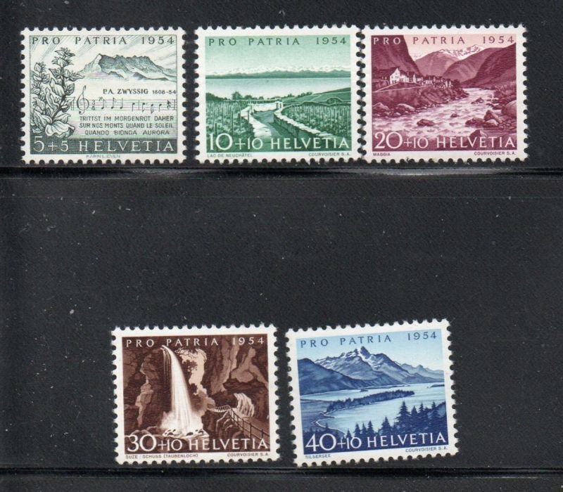 Switzerland Sc B232-36 1954 Pro Patria, views, stamp set mint NH