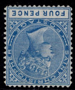 ST KITTS-NEVIS - St Christopher QV SG8w, 4d blue, UNUSED. Cat £450. WMK INVERTED