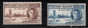 PITCAIRN ISLANDS Scott # 9-10 MH - KGVI Peace Issue 3