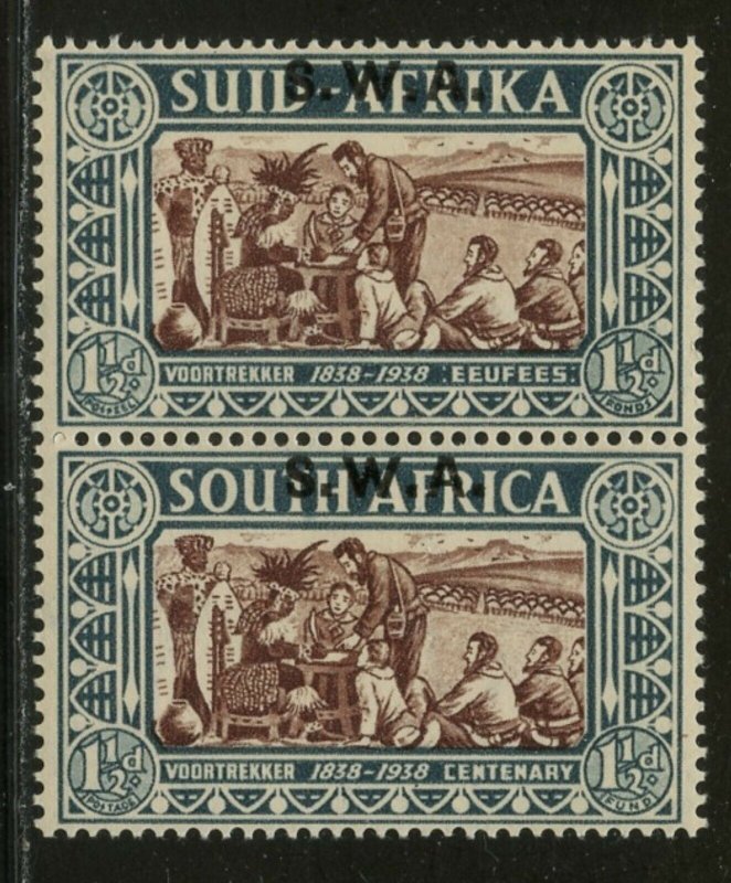 SOUTH WEST AFRICA Sc#B7 SG107 1938 1½ + 1½ Voortrekker Vertical Pair OG M LH