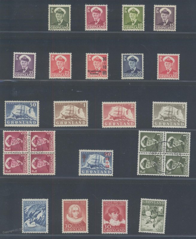 Greenland Denmark 1950 Set + Others Sc28-45 B1-B2 MH G108657