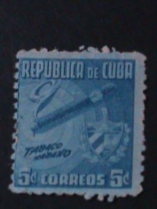 ​CUBA-SC#422-CUBA'S TOBACCO INDUSTRY-ARMS OF CUBA & CIGARS-MINT-VERY FINE