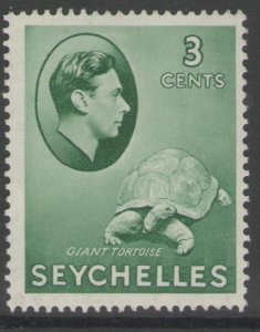 SEYCHELLES SG136 1938 3c GREEN MTD MINT