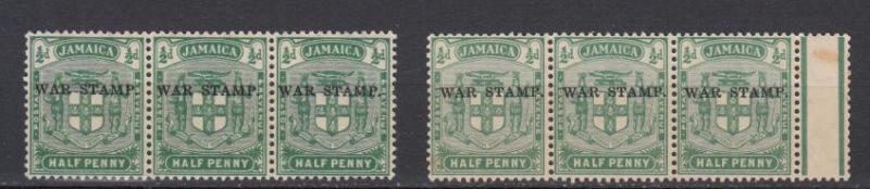 Jamaica - 1916 WTS 1/2p  stamp lot - colors! (6842)