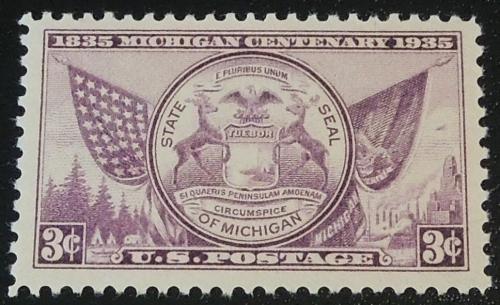 1935 3c Michigan Centenary Scott 775 Mint NH