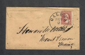 US Sc#25 Large Margins Galena ILL Balloon Cancel Nov 2