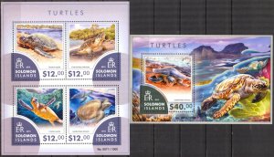 Solomon Islands 2015 Turtles II sheet +S/S MNH