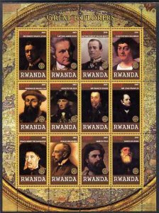 RWANDA - 2009 - Great Explorers - Perf 12v Sheet - MNH - Private Issue