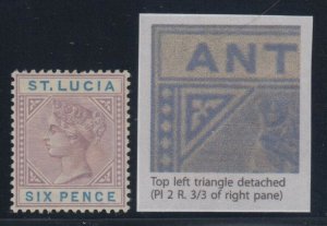 St. Lucia, SG 41a, MLH Top Left Triangle Detached variety