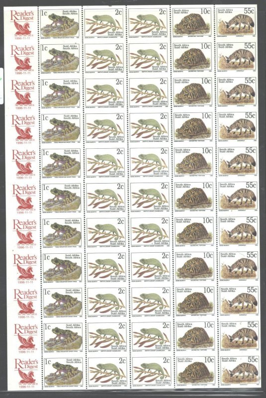 SOUTH AFRICA 1996 - 1998READER DIGEST - FAUNA SHEET #867h MNH