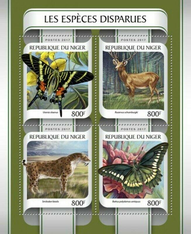Niger - 2017 Extinct Species - 4 Stamp Sheet - NIG17215a