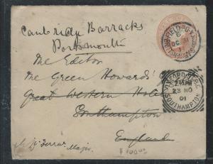 SOUTH AFRICA BOER WAR (PP2909B)  GB QV PSE 1901 FIELD PO TO ENGLAND