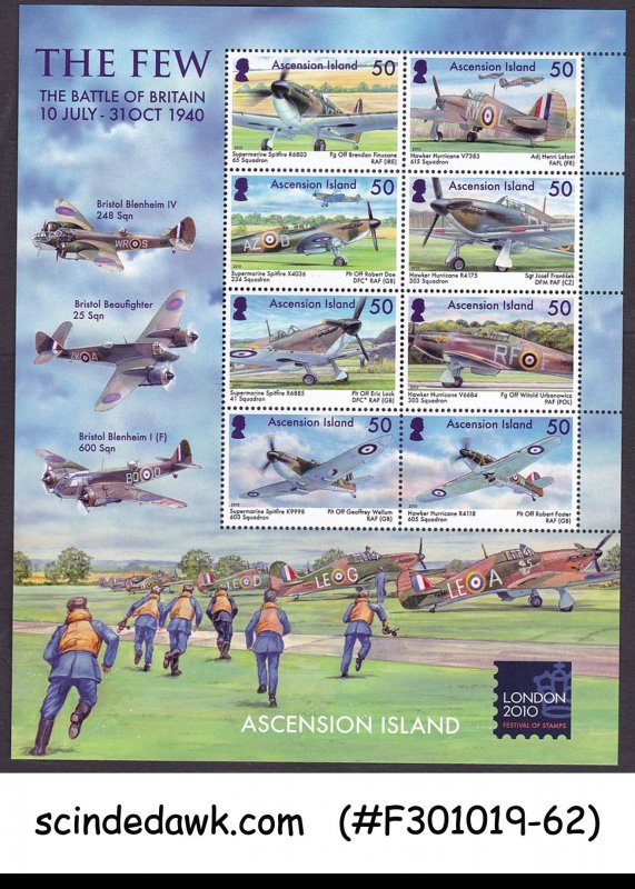 ASCENSION ISLAND - 2010 THE FEW THE BATTLE OF BRITAIN / AVIATION MIN/SHT MNH