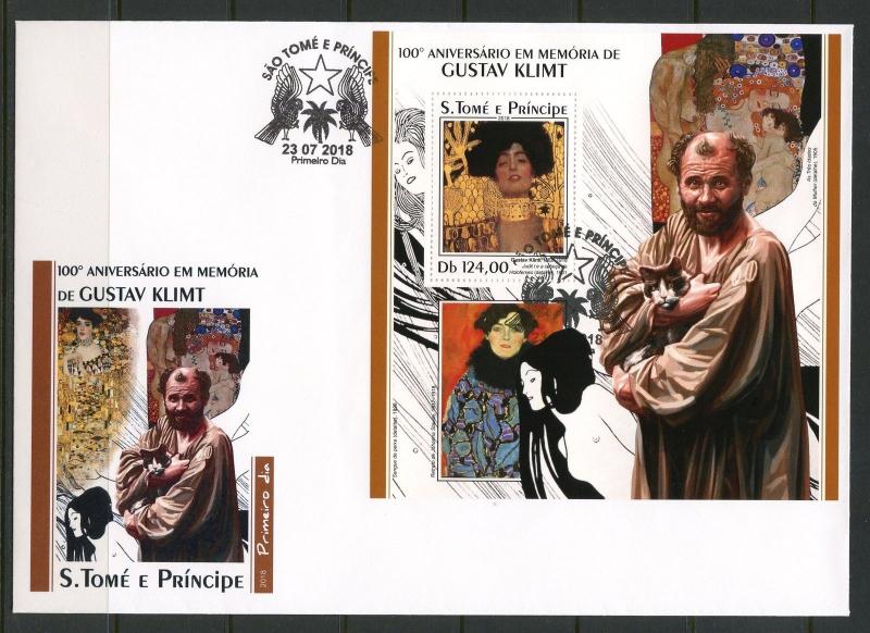 SAO TOME 2018  100th MEMORIAL ANNIVERS OF GUSTAV KLIMT PAINTING  S/SHEET FDC