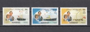 Kiribati, Scott cat. 373, 375, 378. Royal Wedding, Specimen o/print issue. ^