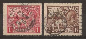 GB 1924 BEE Pair SG430-431 Fine Used Cat£26