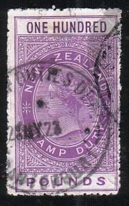 NEW ZEALAND 1880 LONG TYPE STAMP DUTY £100 used............................10518