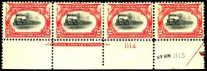 U.S. #295 MINT PL# STRIP OF 4 OG HR