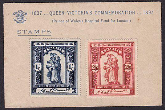 GB 1897 Prince of Wales Hospital charity stamps with envelope...............5628