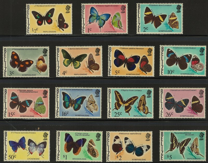Belize Scott 345-359 MNH! Butterflies!