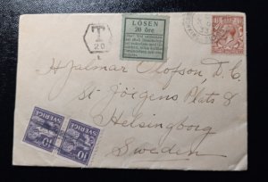 GB Sg362 Postal Cover KGV 1933 Cancel / With Swed Pair SE 99a To Sweden VF