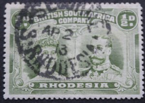 Rhodesia Double Head Halfpenny with SELUKWE (SC) postmark