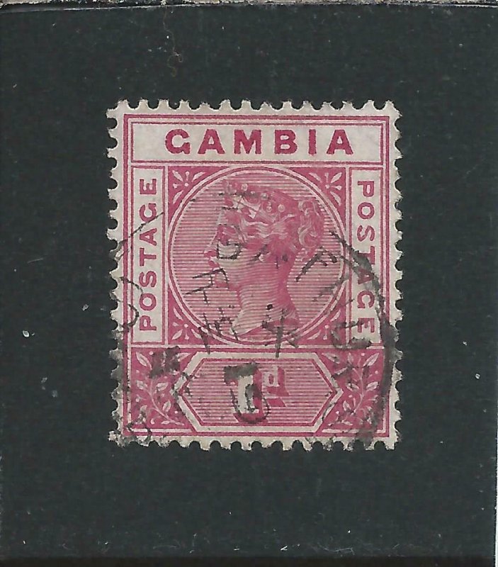 GAMBIA 1898-1902 1d CARMINE REPAIRED 'S' FU SG 38b CAT £425